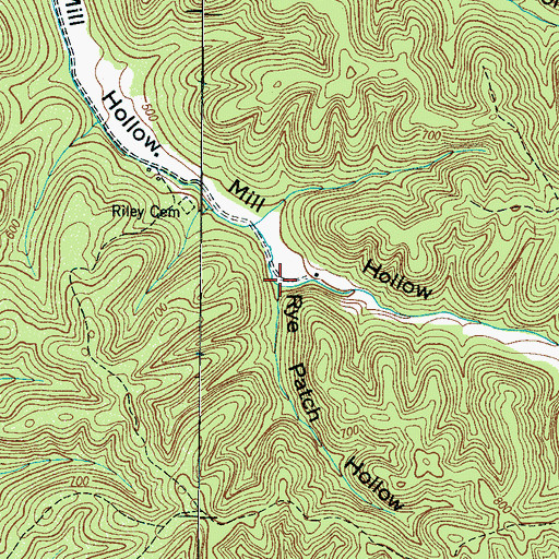 Topographic Map of Rye Patch Hollow, TN
