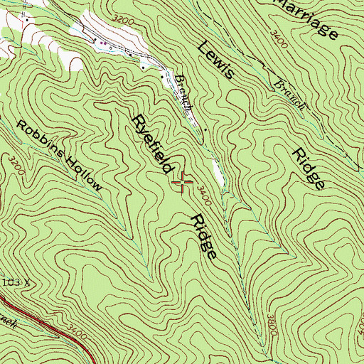 Topographic Map of Ryefield Ridge, TN