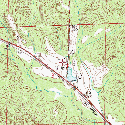 Topographic Map of Sara Russell Dam, AL