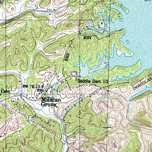 Topographic Map of Saddle Dam 10, TN