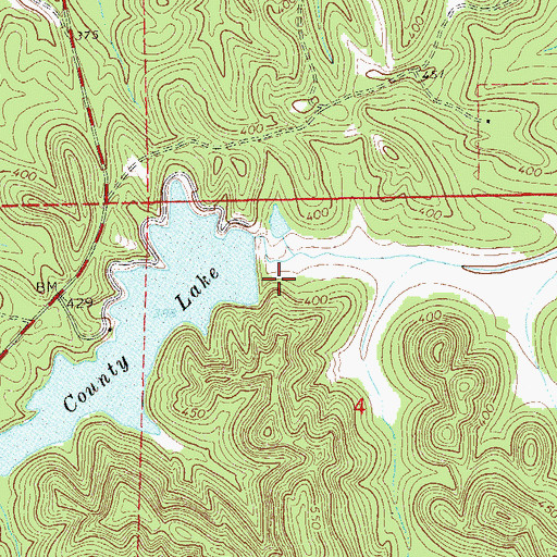Topographic Map of Barbour County Public Lake Dam, AL