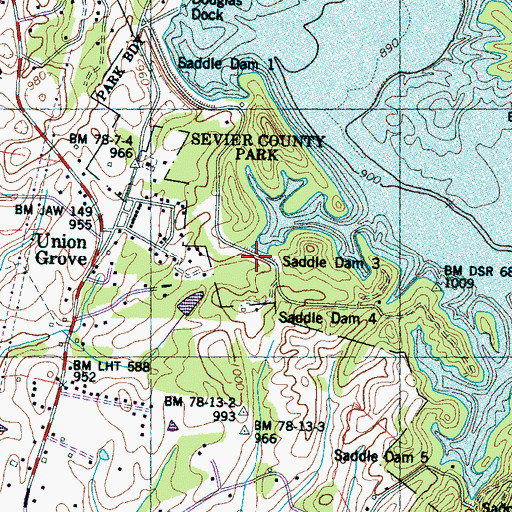 Topographic Map of Saddle Dam 3, TN