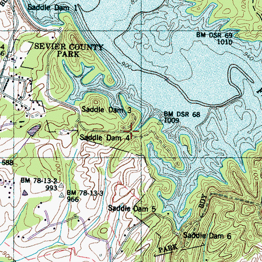 Topographic Map of Saddle Dam 4, TN
