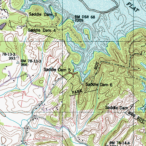 Topographic Map of Saddle Dam 5, TN