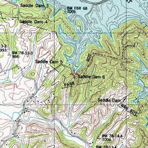 Topographic Map of Saddle Dam 6, TN