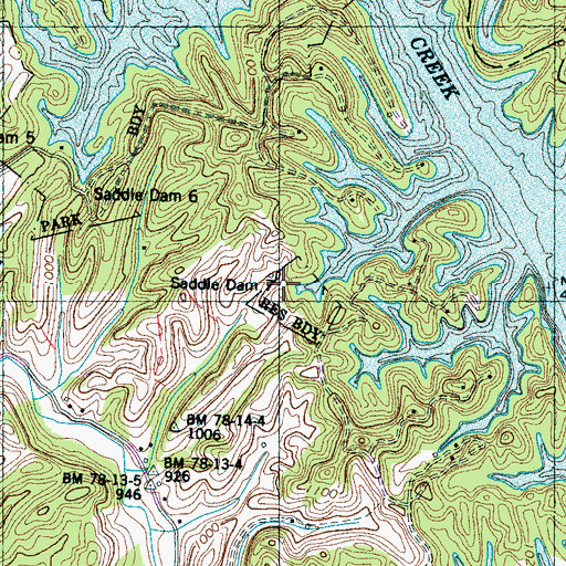 Topographic Map of Saddle Dam 7, TN
