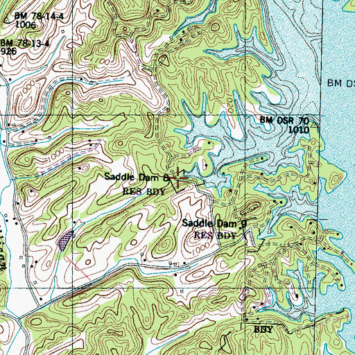 Topographic Map of Saddle Dam 8, TN