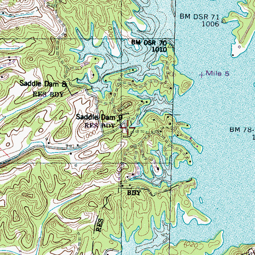 Topographic Map of Saddle Dam 9, TN
