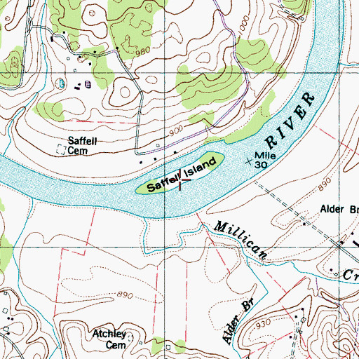 Topographic Map of Saffell Island, TN