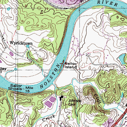 Topographic Map of Sailor Island, TN