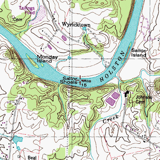 Topographic Map of Sailor Shoals, TN