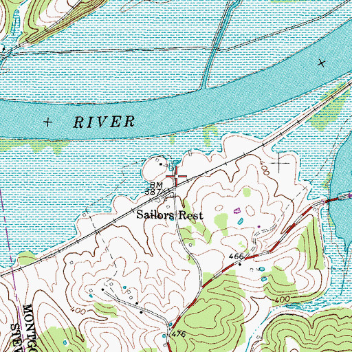 Topographic Map of Sailors Rest, TN