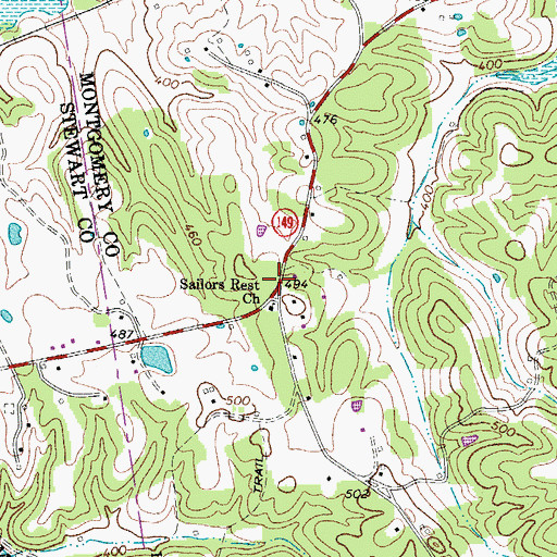 Topographic Map of Sailors Rest Church, TN