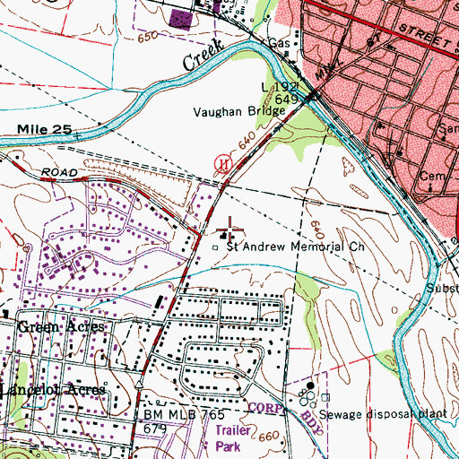 Topographic Map of Saint Andrew Memorial Church, TN