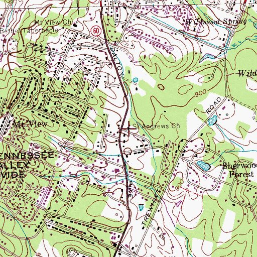 Topographic Map of Saint Andrews Church, TN