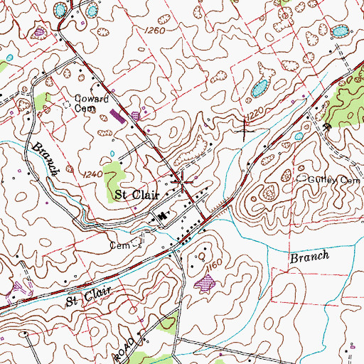 Topographic Map of Saint Clair, TN