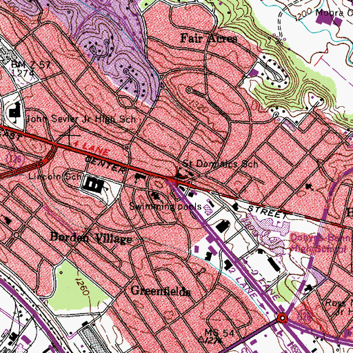 Topographic Map of Saint Dominics School, TN