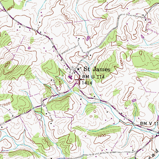 Topographic Map of Saint James, TN