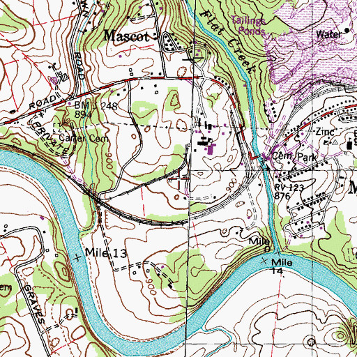 Topographic Map of Saint James Church, TN