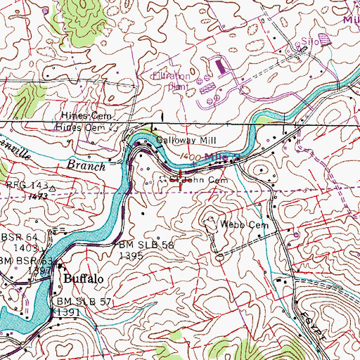 Topographic Map of Saint John Cemetery, TN