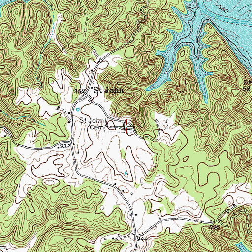 Topographic Map of Saint John Cemetery, TN
