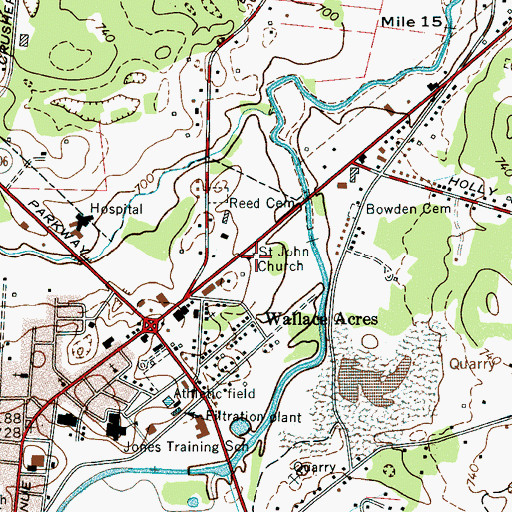 Topographic Map of Saint John Church, TN