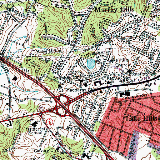 Topographic Map of Saint Johns Church, TN