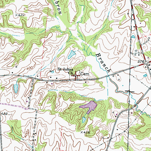 Topographic Map of Saint Johns Church, TN