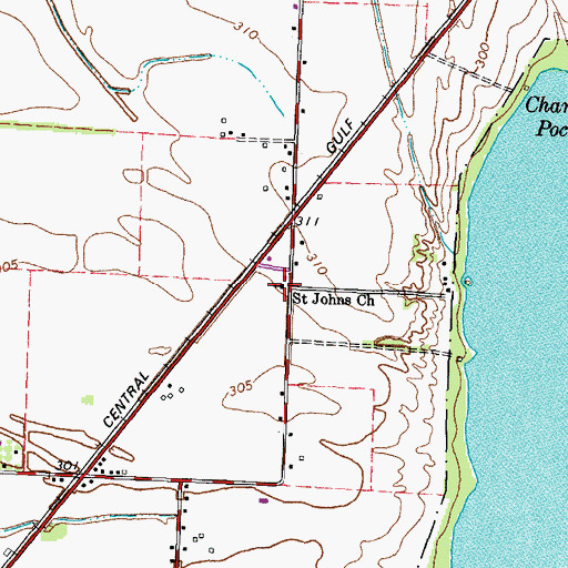 Topographic Map of Saint Johns Church, TN