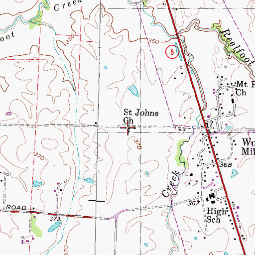 Topographic Map of Saint Johns Church, TN