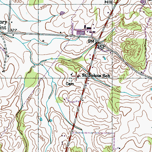 Topographic Map of Saint Johns School, TN