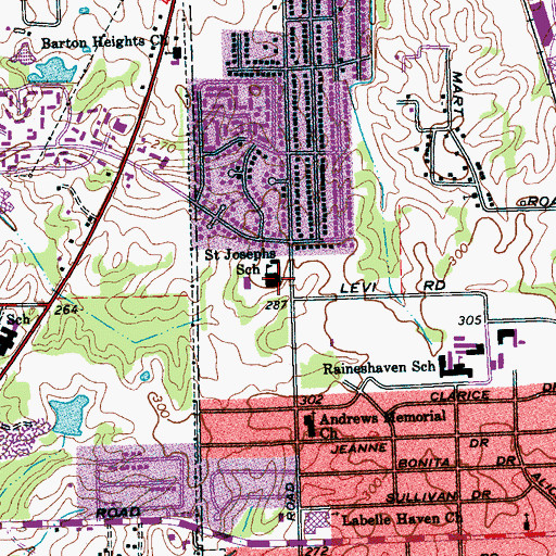 Topographic Map of Saint Josephs School, TN