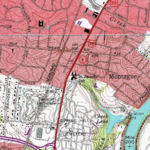 Topographic Map of Saint Josephs School, TN