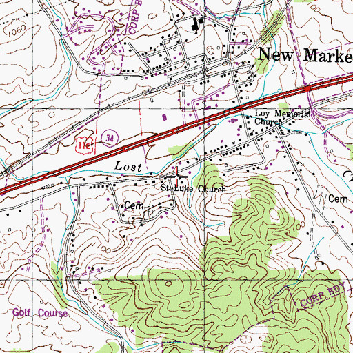 Topographic Map of Saint Luke Church, TN