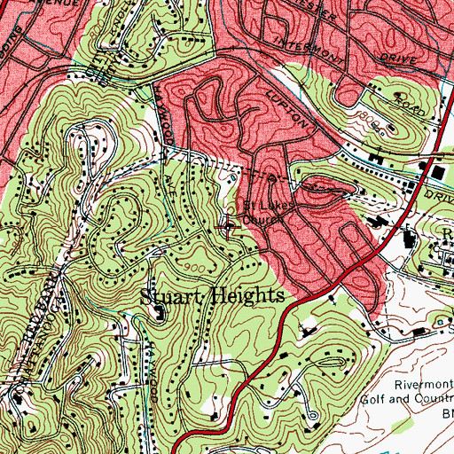 Topographic Map of Saint Lukes Church, TN