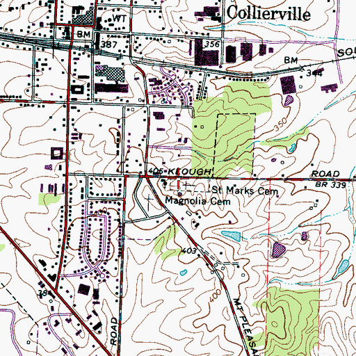 Topographic Map of Saint Mark Cemetery, TN