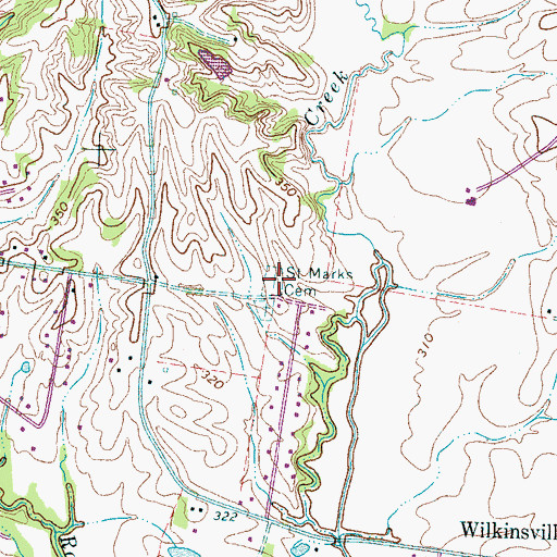 Topographic Map of Saint Marks Cemetery, TN