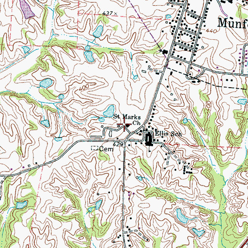 Topographic Map of Saint Marks Church, TN