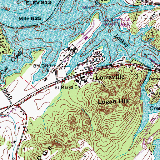 Topographic Map of Saint Marks Church, TN