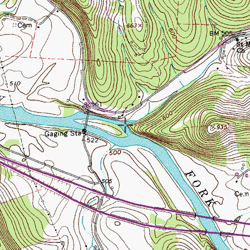 Topographic Map of Saint Marys Branch, TN