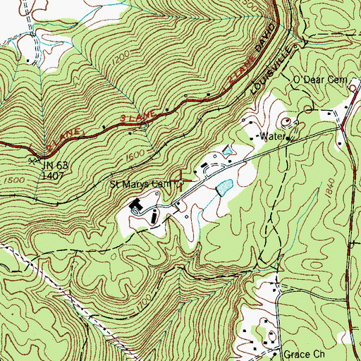 Topographic Map of Saint Marys Cemetery, TN