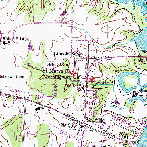 Topographic Map of Saint Marys Church, TN
