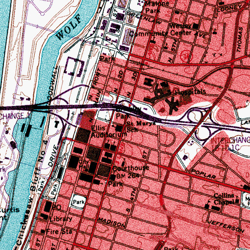 Topographic Map of Saint Marys School, TN