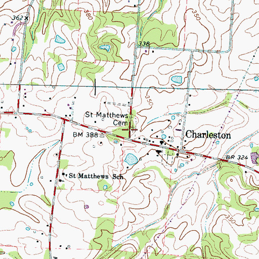 Topographic Map of Saint Matthews Cemetery, TN