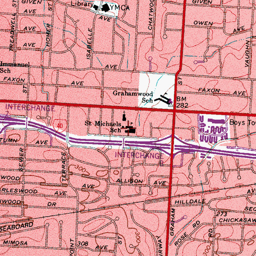 Topographic Map of Saint Michaels School, TN