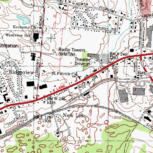 Topographic Map of Saint Patrick Church, TN