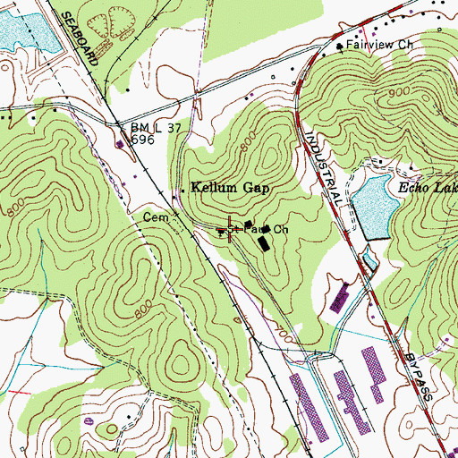 Topographic Map of Saint Paul Church, TN