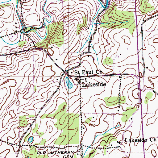 Topographic Map of Saint Paul Church, TN