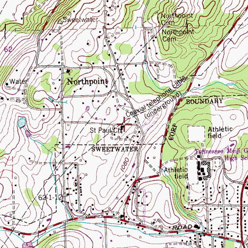 Topographic Map of Saint Paul Church, TN