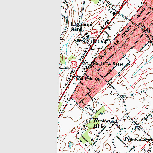 Topographic Map of Saint Paul Church, TN